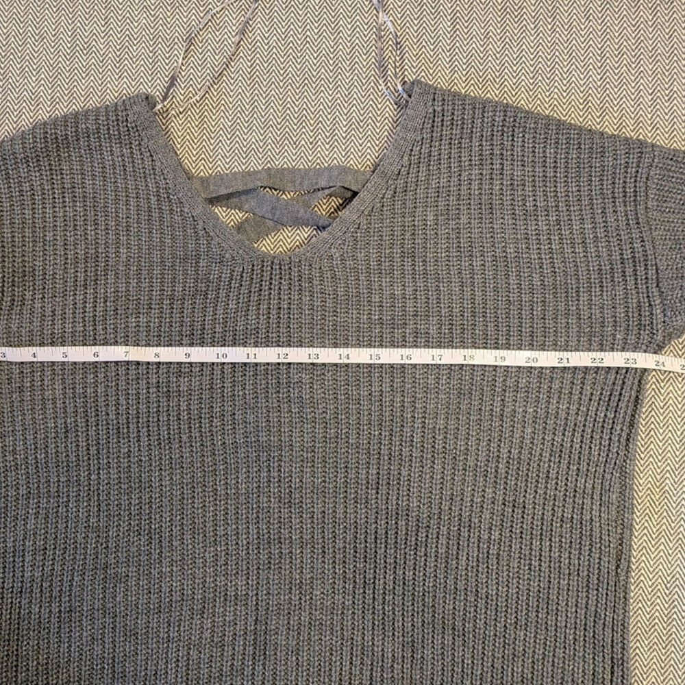 Gray Slouchy Cable Knit Braided Back Sweater XL Boho Minimalist Soft Girl Fall